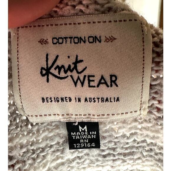 Cotton On Knit Wear White Gray Open Front Sweater Cardigan Women's Size M - Picture 3 of 3